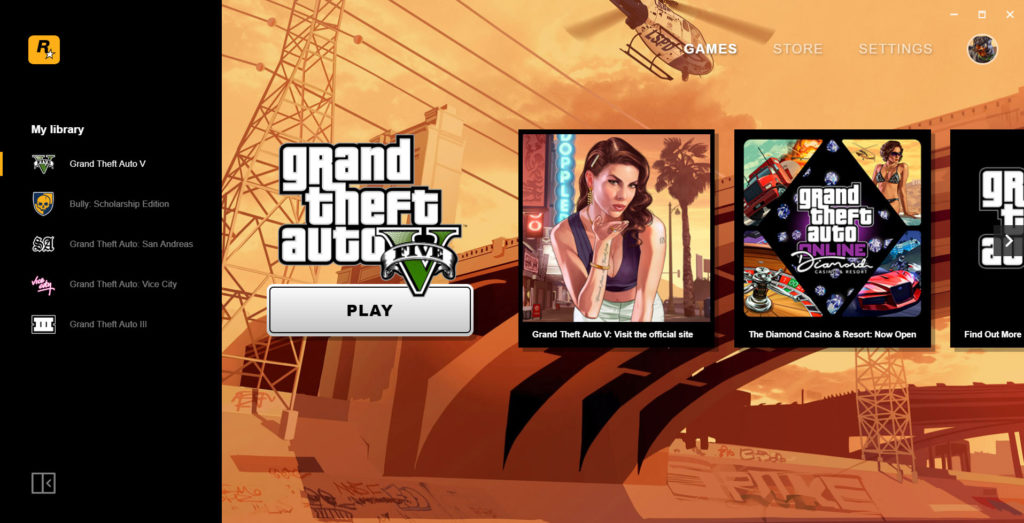 Rockstar : Now has its own game launcher, and GTA